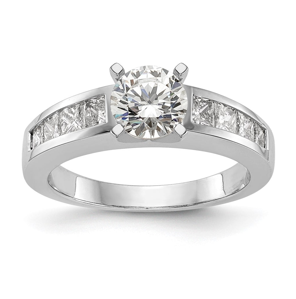 14K White Gold Peg Set 3/4 carat Channel-set Princess Diamond Semi-mount Engagement Ring