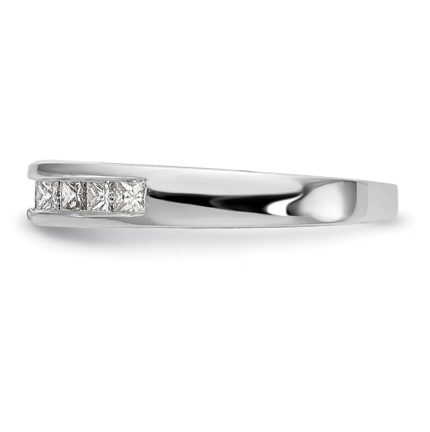 14K White Gold Peg Set 3/8 carat Channel-set Princess Diamond Semi-mount Engagement Ring, 4.1 to 2.5 mm (tapered)
