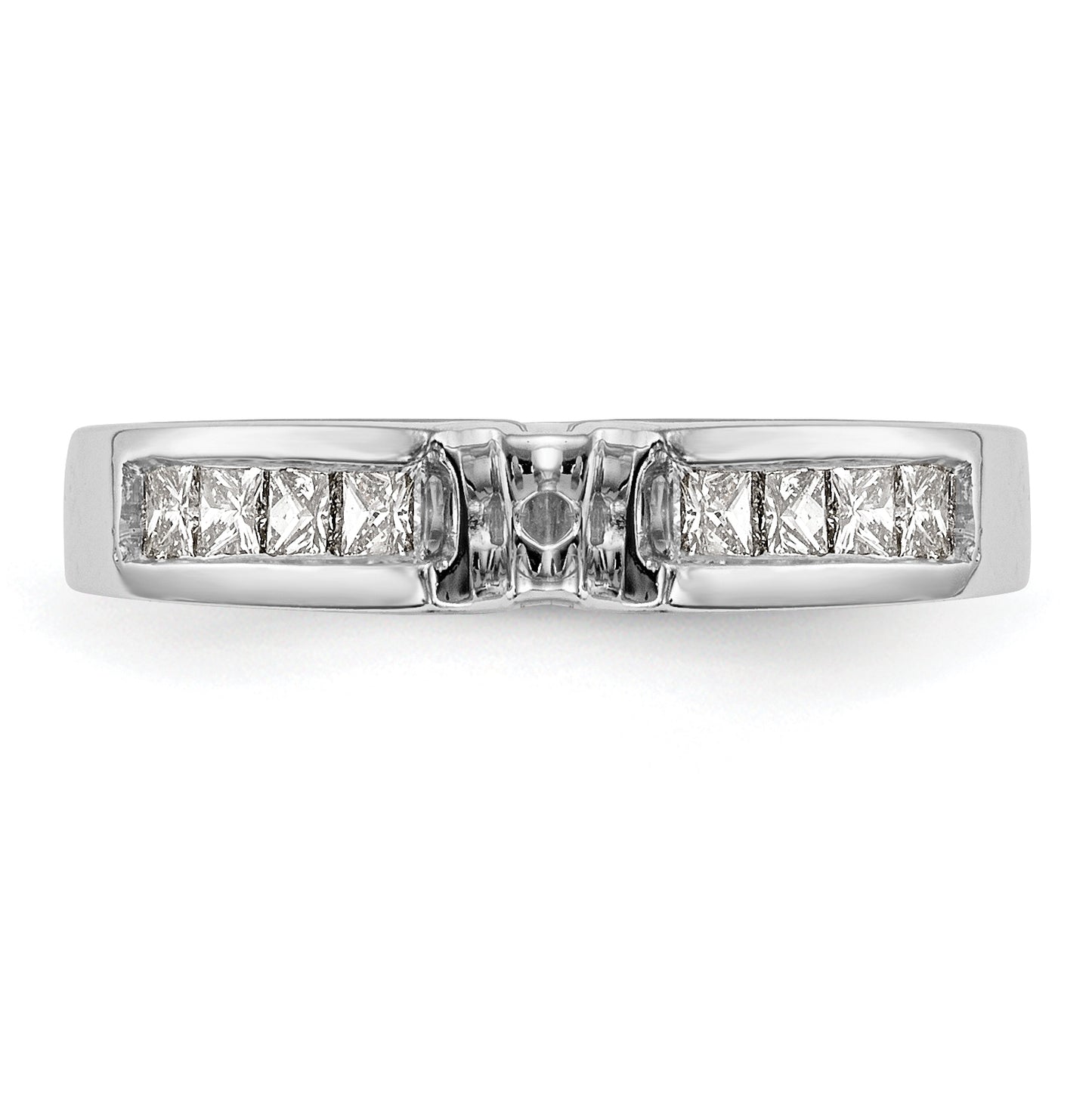 14K White Gold Peg Set 3/8 carat Channel-set Princess Diamond Semi-mount Engagement Ring, 4.1 to 2.5 mm (tapered)