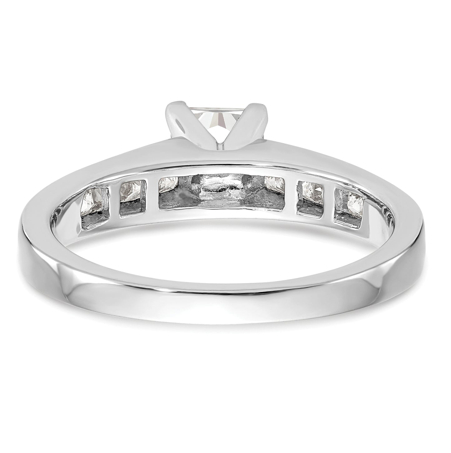 14K White Gold Peg Set 3/8 carat Channel-set Princess Diamond Semi-mount Engagement Ring, 4.1 to 2.5 mm (tapered)