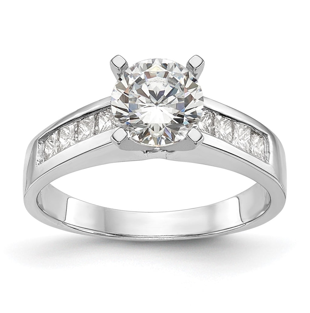 14K White Gold Peg Set 3/8 carat Channel-set Princess Diamond Semi-mount Engagement Ring, 4.1 to 2.5 mm (tapered)