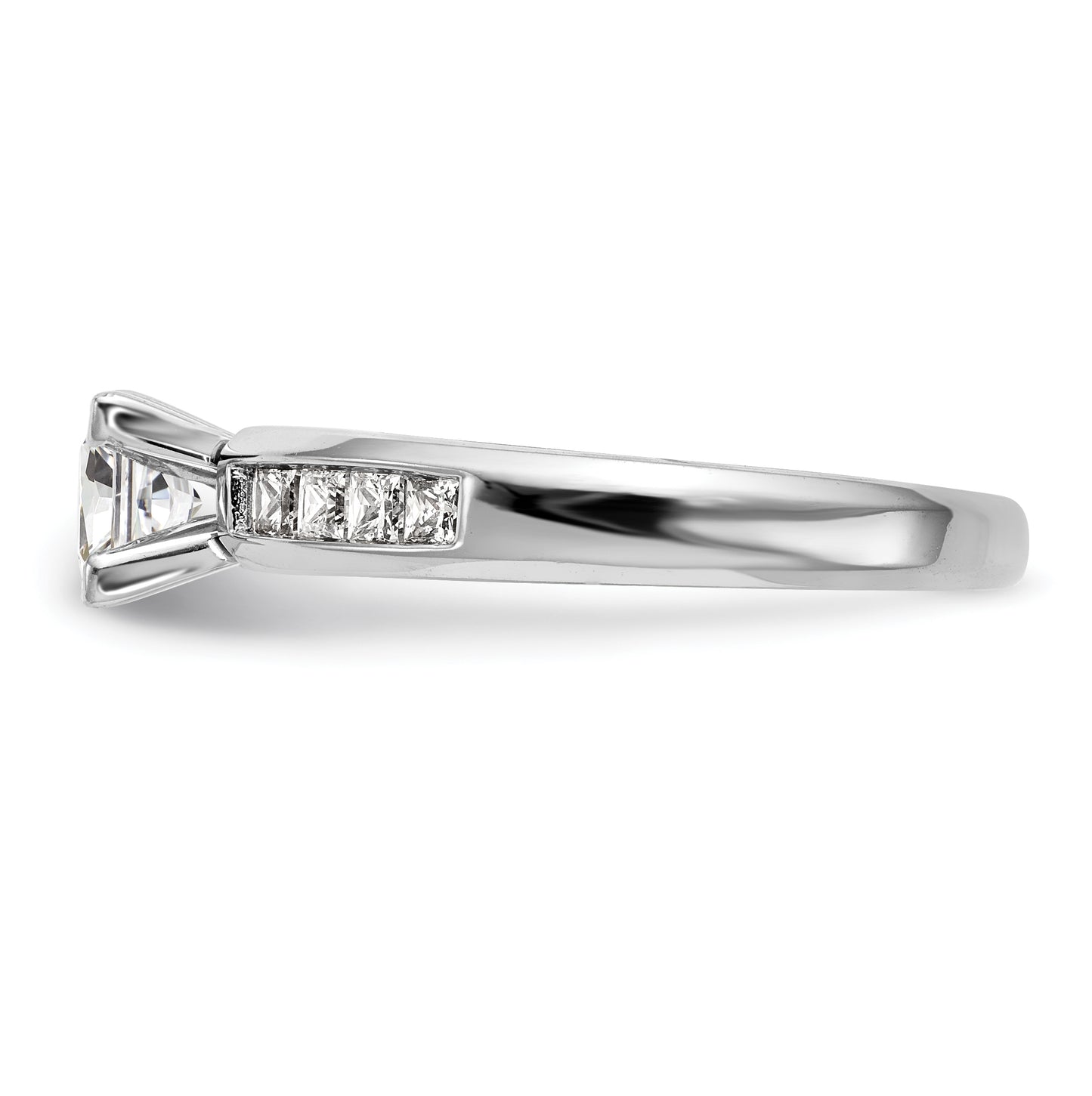 14K White Gold Peg Set 1/2 carat Channel-set Princess Diamond Semi-mount Engagement Ring