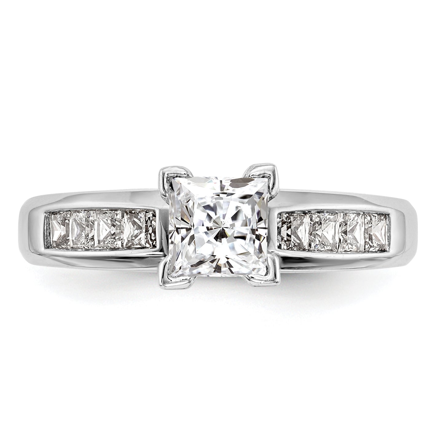 14K White Gold Peg Set 1/2 carat Channel-set Princess Diamond Semi-mount Engagement Ring