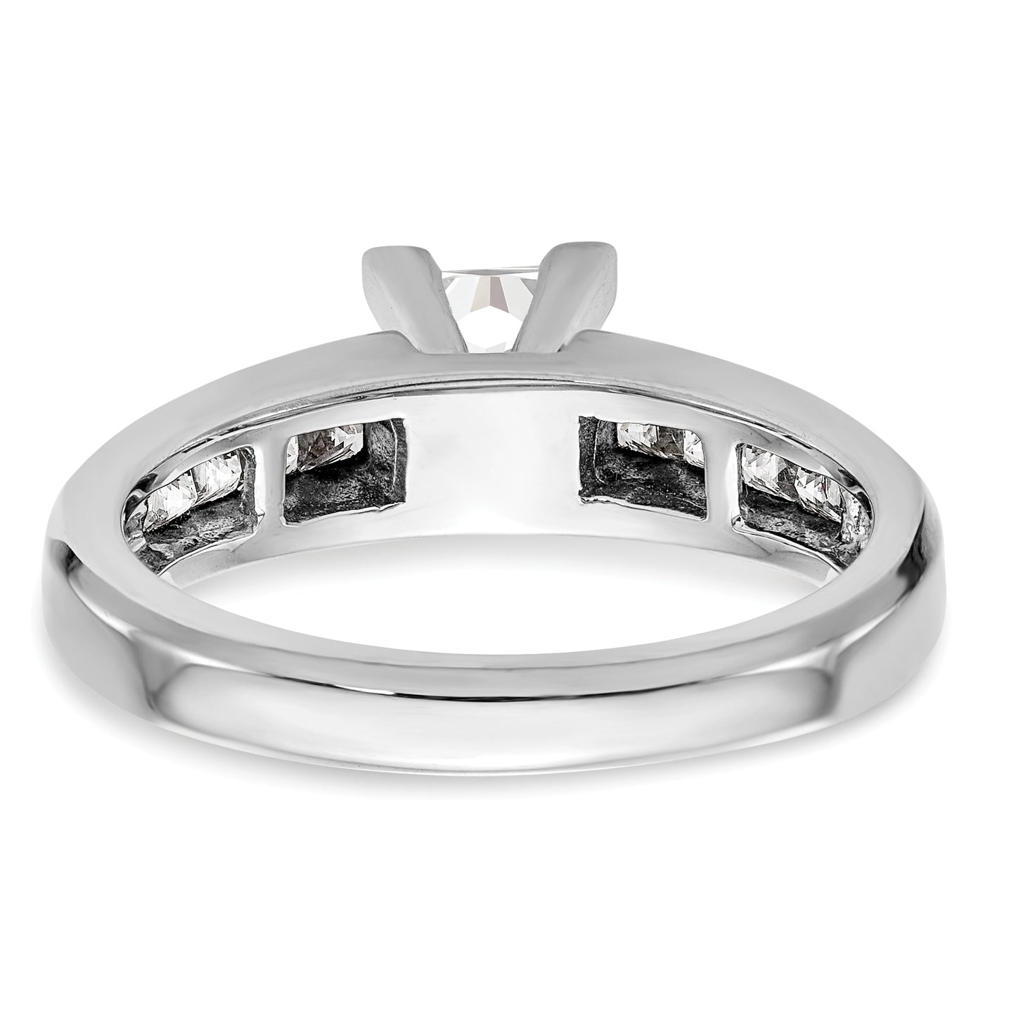 14K White Gold Peg Set 1/2 carat Channel-set Princess Diamond Semi-mount Engagement Ring