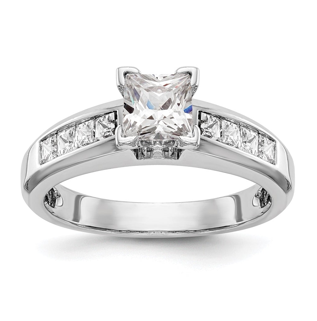 14K White Gold Peg Set 1/2 carat Channel-set Princess Diamond Semi-mount Engagement Ring
