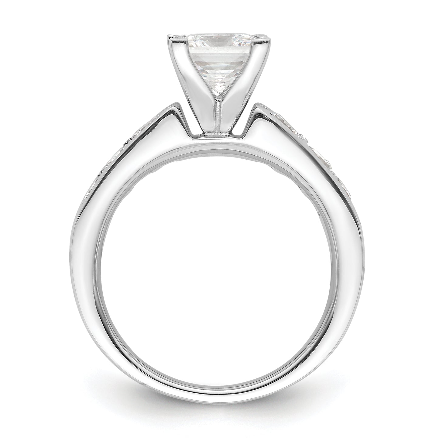 14K White Gold Peg-Set 1 carat Channel-set Princess Diamond Semi-mount Engagement Ring