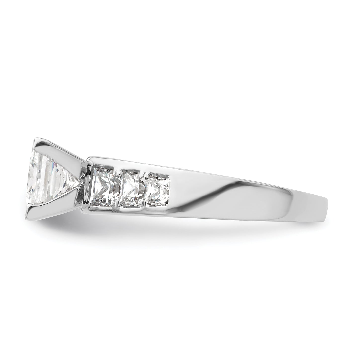 14K White Gold Peg-Set 1 carat Channel-set Princess Diamond Semi-mount Engagement Ring