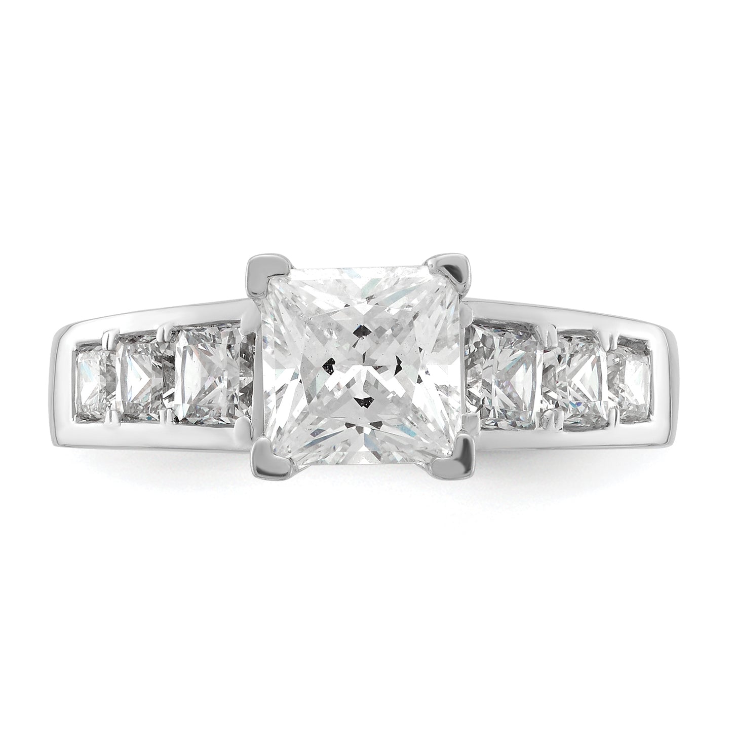 14K White Gold Peg-Set 1 carat Channel-set Princess Diamond Semi-mount Engagement Ring