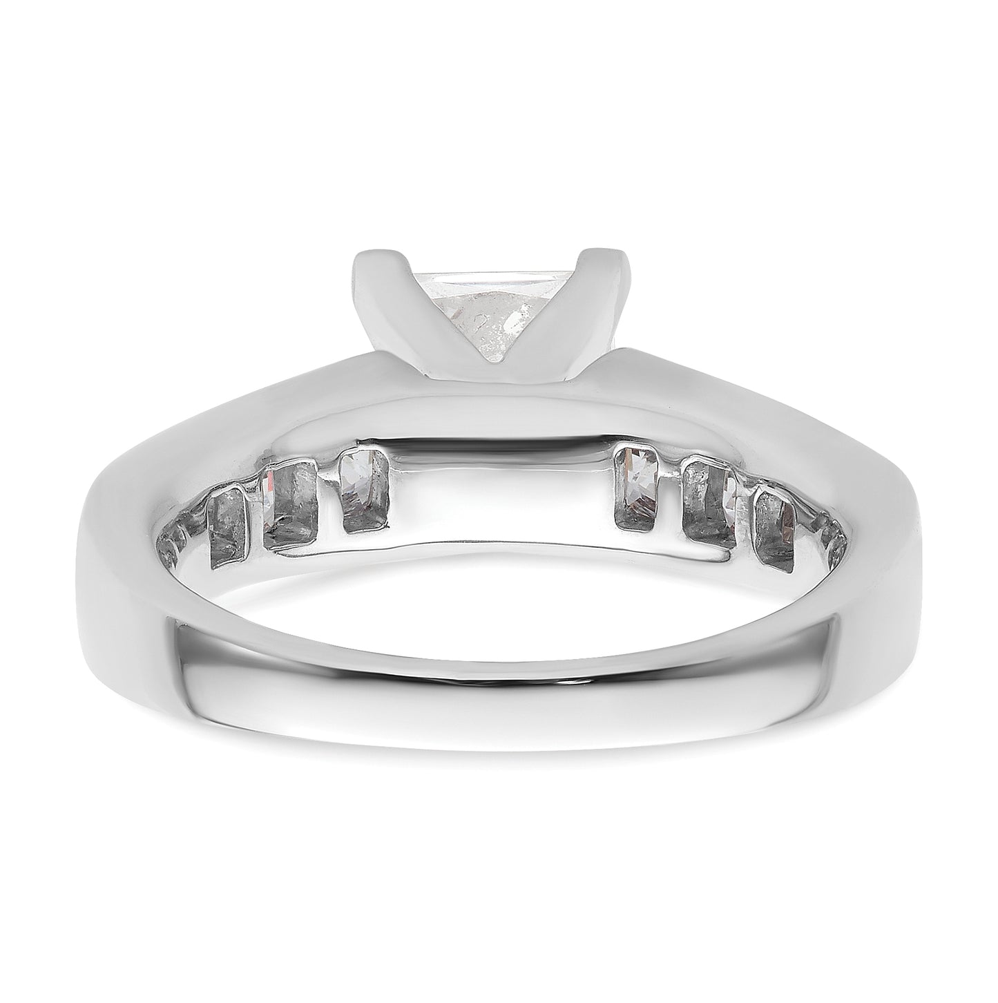 14K White Gold Peg-Set 1 carat Channel-set Princess Diamond Semi-mount Engagement Ring