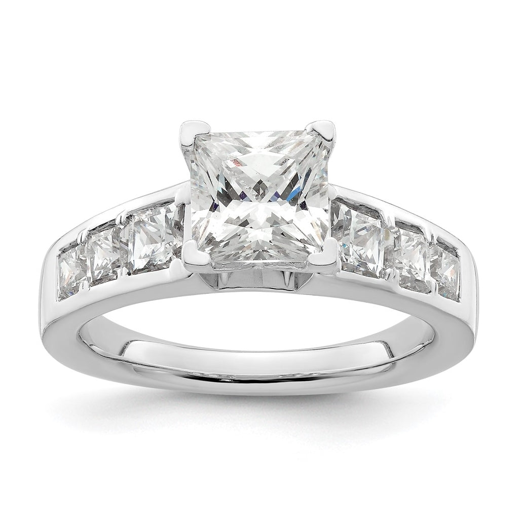 14K White Gold Peg-Set 1 carat Channel-set Princess Diamond Semi-mount Engagement Ring