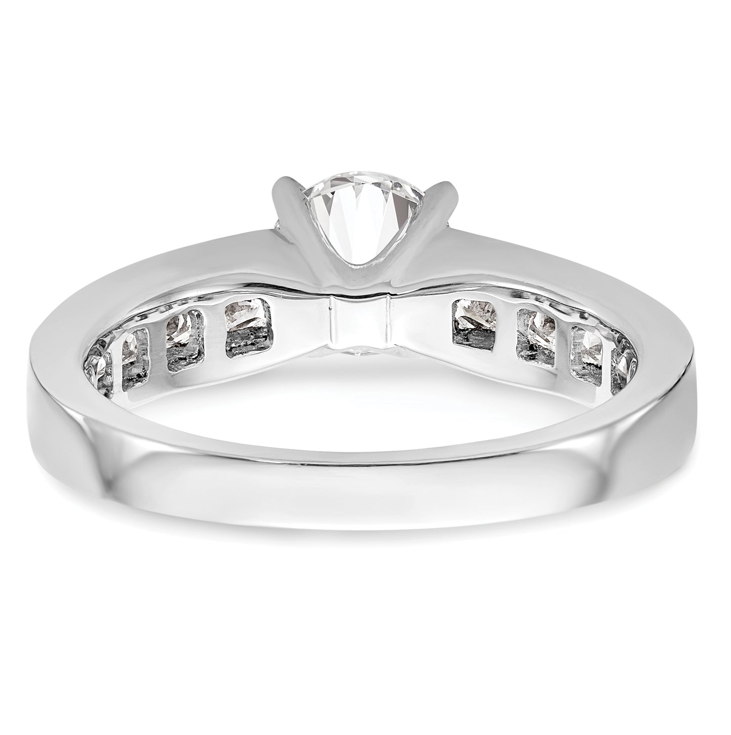 14K White Gold (Holds 1 carat (6.5mm) Round Center) 1 carat Channel-set Princess Diamond Semi-Mount Engagement Ring