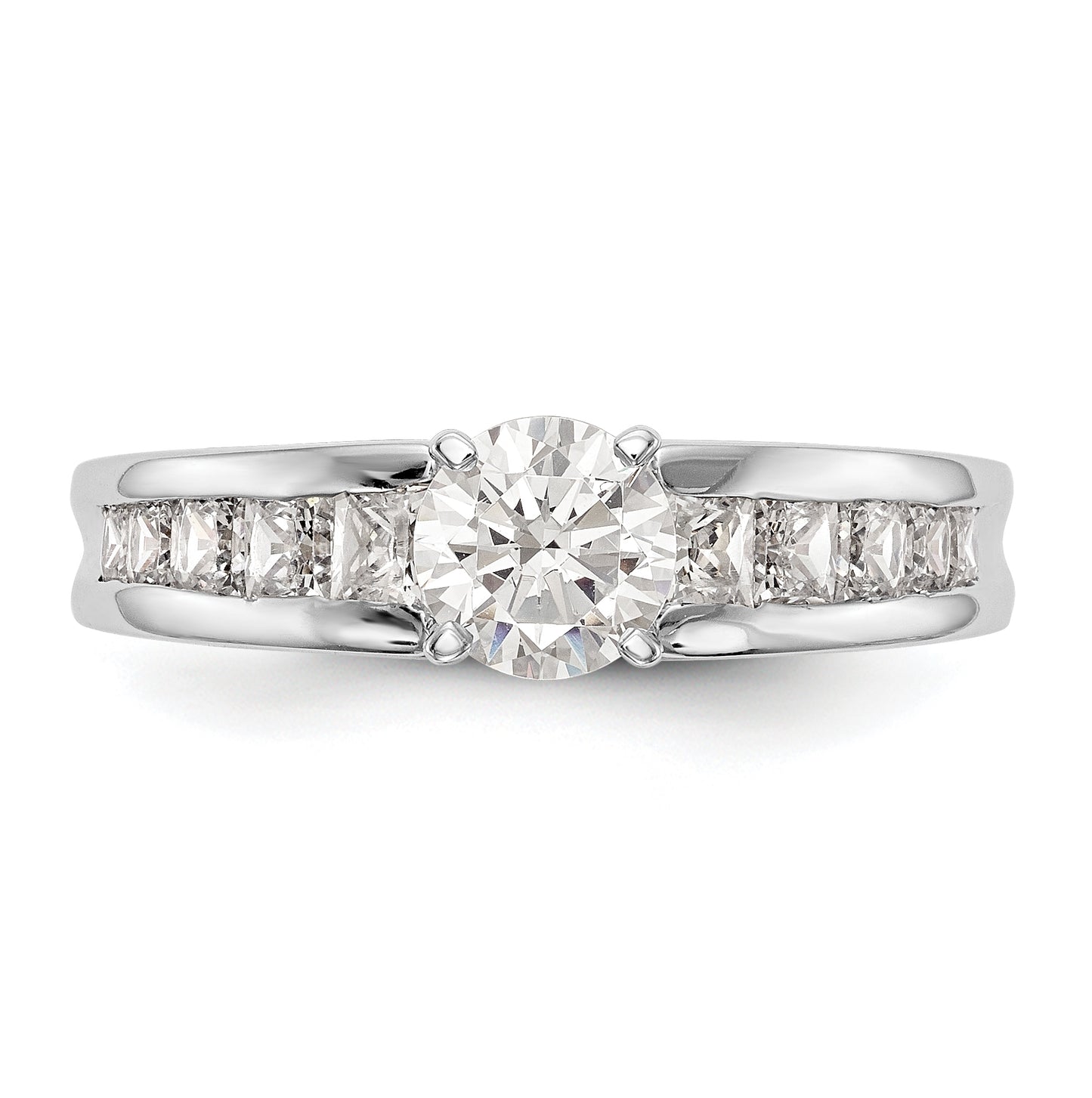 14K White Gold Peg Set 1 carat Channel-set Princess Diamond Semi-mount Engagement Ring