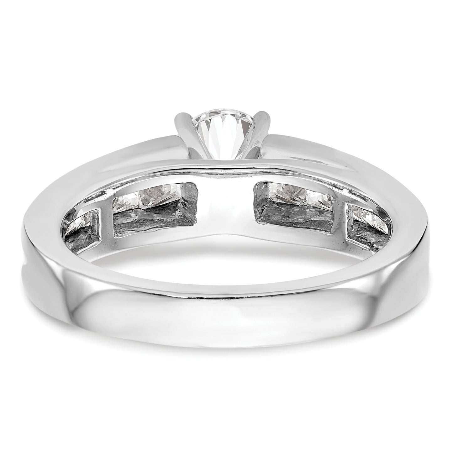 14K White Gold Peg Set 1 carat Channel-set Princess Diamond Semi-mount Engagement Ring