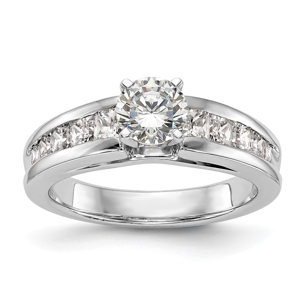 14K White Gold Peg Set 1 carat Channel-set Princess Diamond Semi-mount Engagement Ring