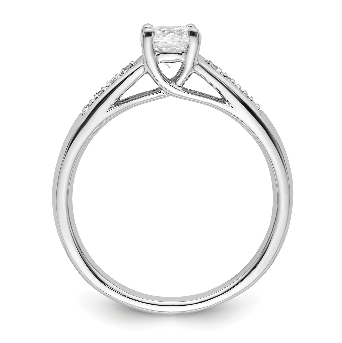 14K White Gold (Holds 1/2 carat (5.2mm) Round Center) 1/20 carat Diamond Semi-Mount Engagement Ring