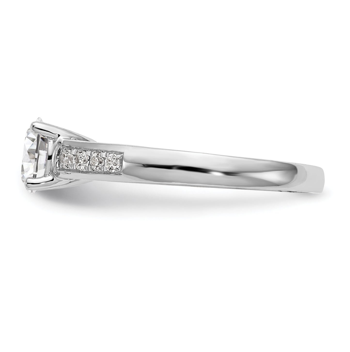 14K White Gold (Holds 1 carat (6.5mm) Round Center) 1/10 carat Diamond Semi-Mount Engagement Ring