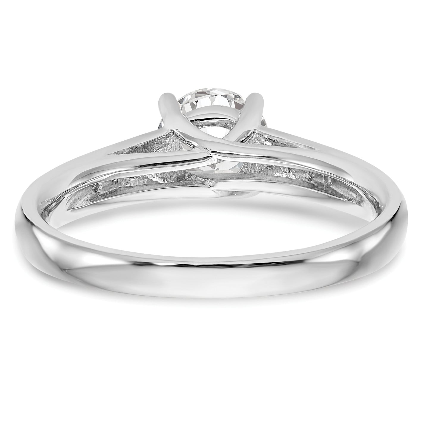 14K White Gold (Holds 1 carat (6.5mm) Round Center) 1/10 carat Diamond Semi-Mount Engagement Ring