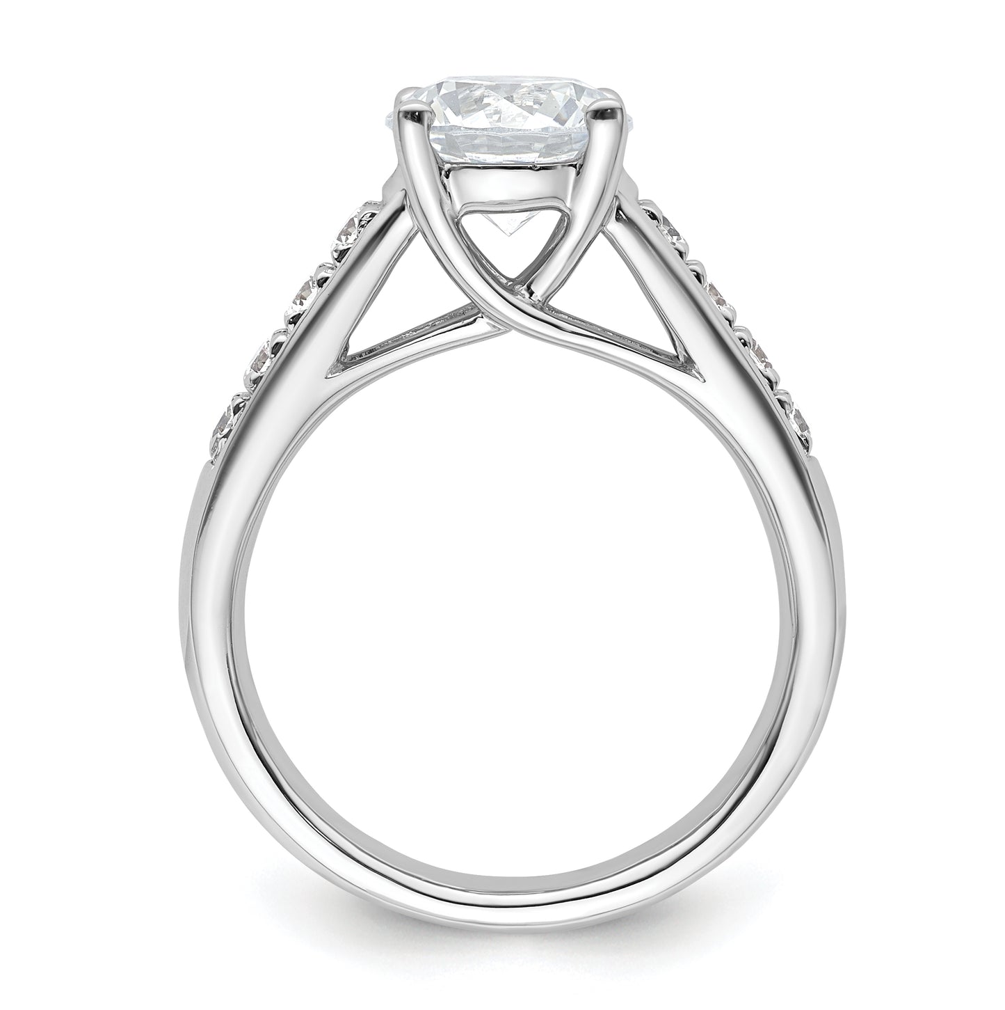 14K White Gold (Holds 2 carat (8.2mm) Round Center) 1/3 carat Diamond Semi-Mount Engagement Ring