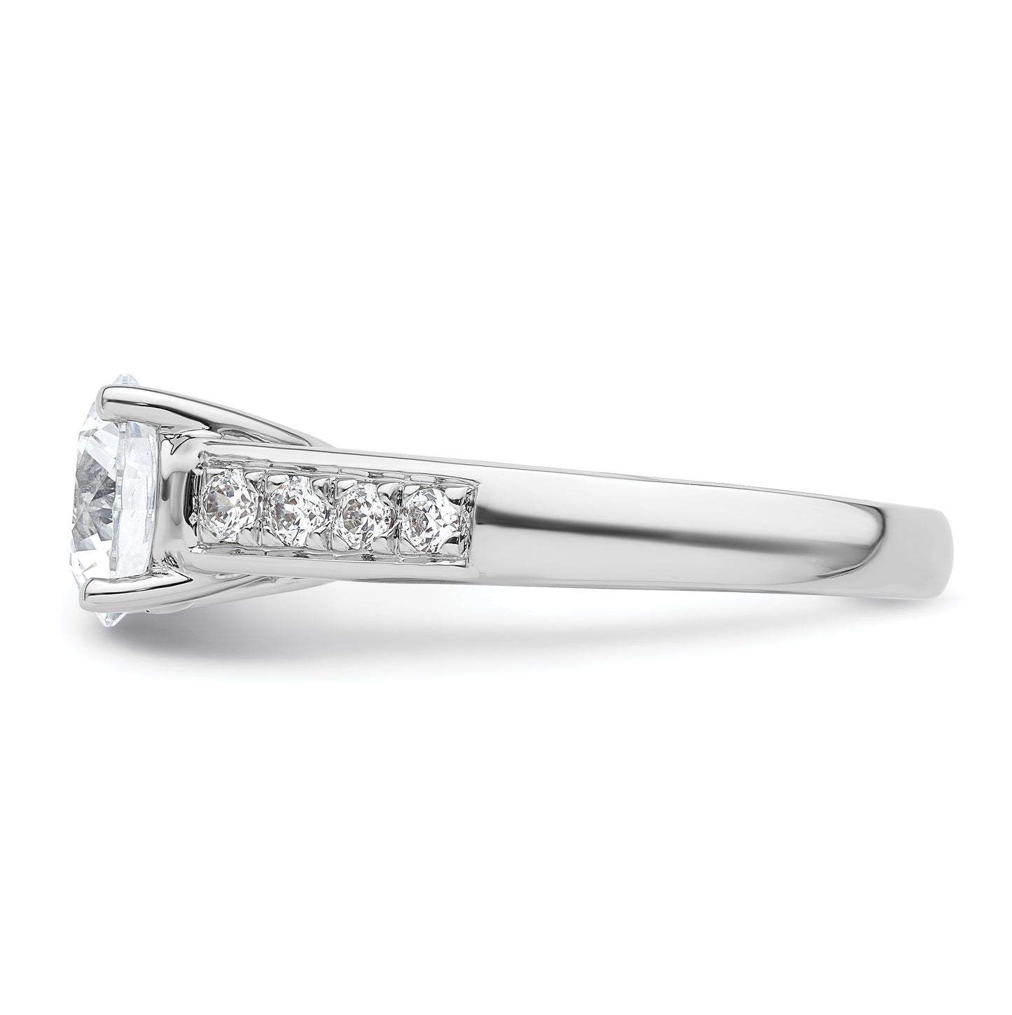 14K White Gold (Holds 2 carat (8.2mm) Round Center) 1/3 carat Diamond Semi-Mount Engagement Ring