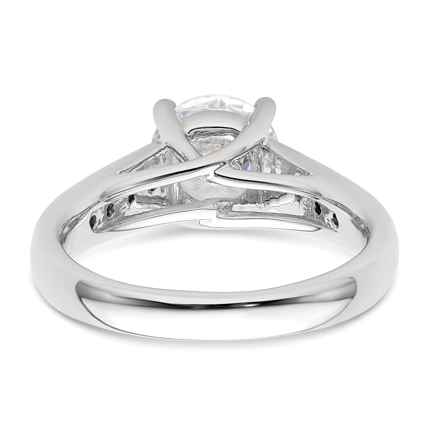 14K White Gold (Holds 2 carat (8.2mm) Round Center) 1/3 carat Diamond Semi-Mount Engagement Ring