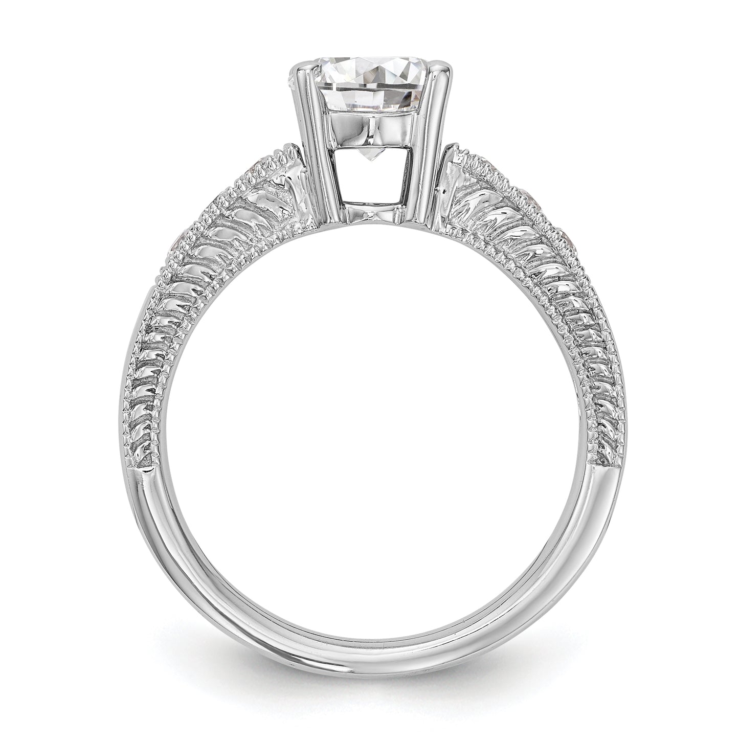 14K White Gold Diamond Semi-Mount Engagement Ring, 3.2 to 2.2 mm (tapered)
