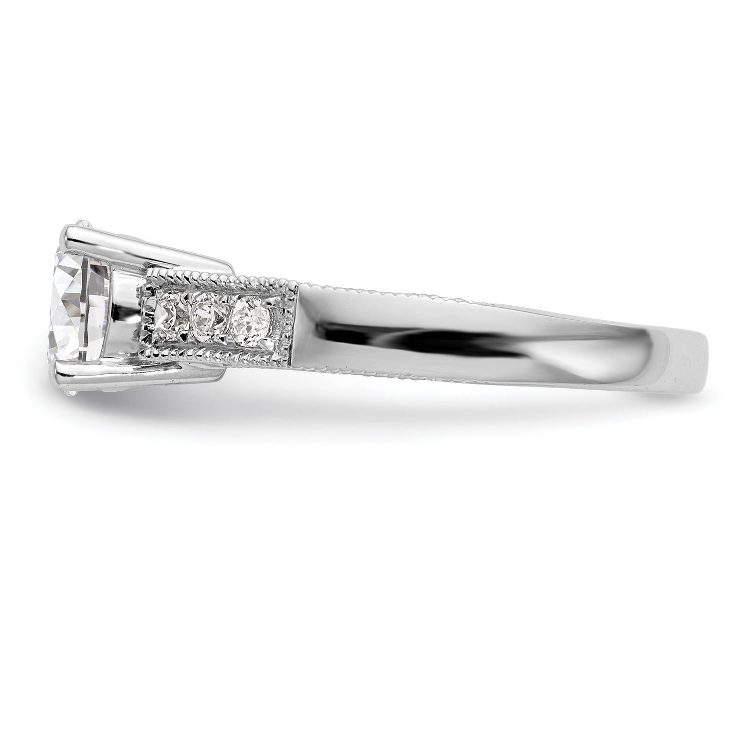 14K White Gold Diamond Semi-Mount Engagement Ring, 3.2 to 2.2 mm (tapered)