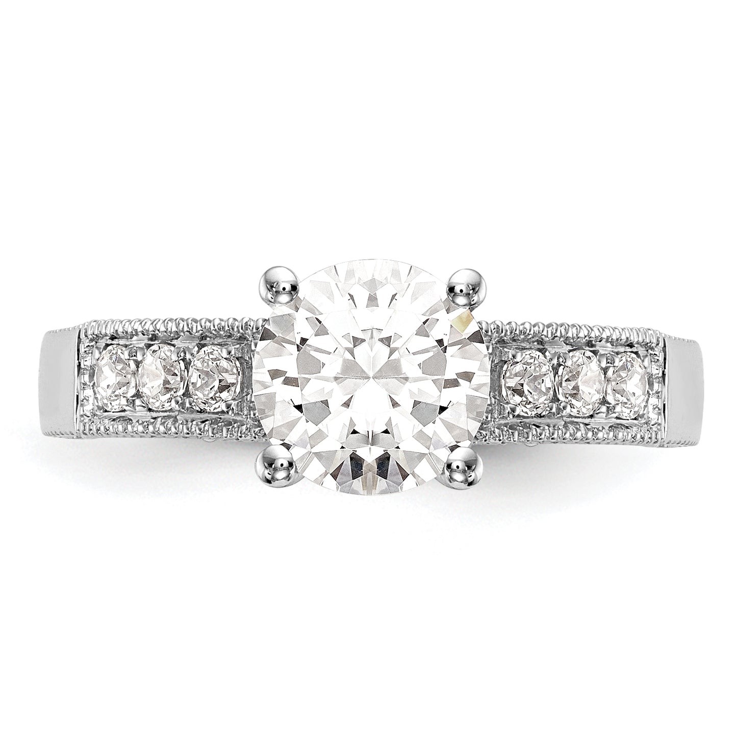 14K White Gold Diamond Semi-Mount Engagement Ring, 3.2 to 2.2 mm (tapered)