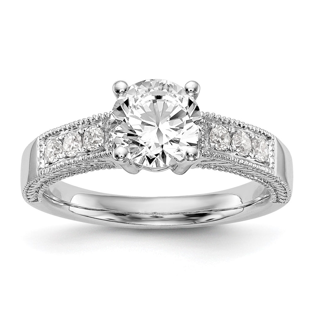 14K White Gold Diamond Semi-Mount Engagement Ring, 3.2 to 2.2 mm (tapered)