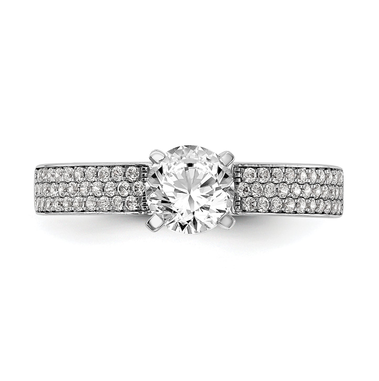14K White Gold Diamond Peg-Set Semi-mount Engagement Ring