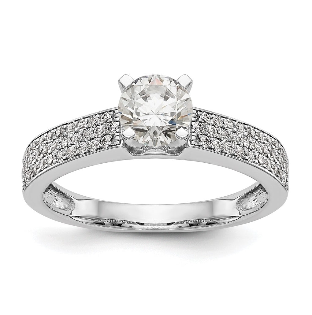14K White Gold Diamond Peg-Set Semi-mount Engagement Ring