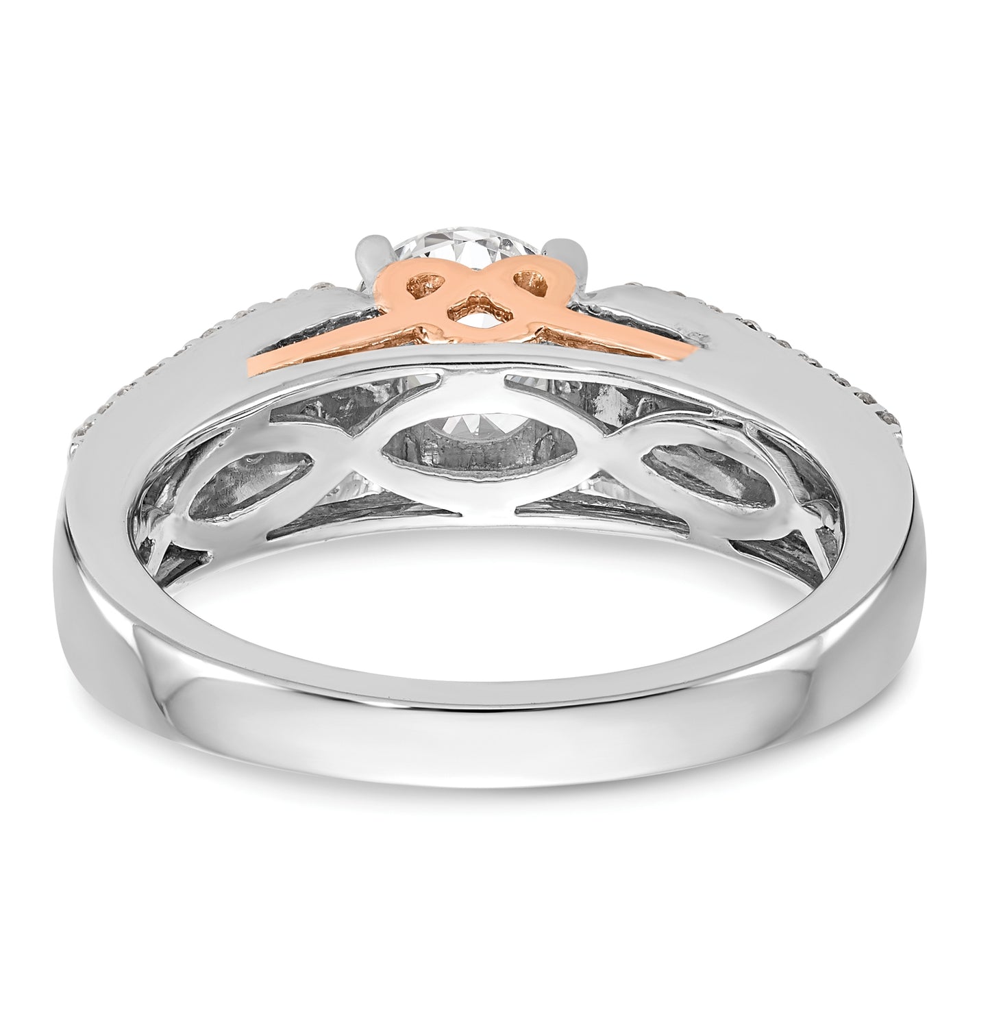 14k Two-Tone Peg Set 1/4 carat Diamond with Pink Sapphire Semi-mount Engagement Ring