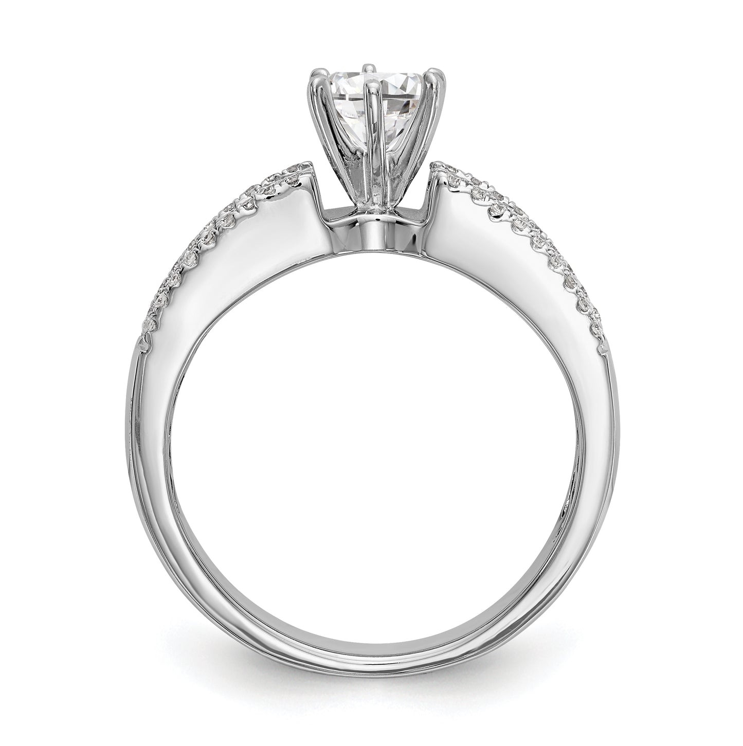 14K White Gold Peg Set 3/4 carat Round/Baguette Diamond Semi-mount Engagement Ring