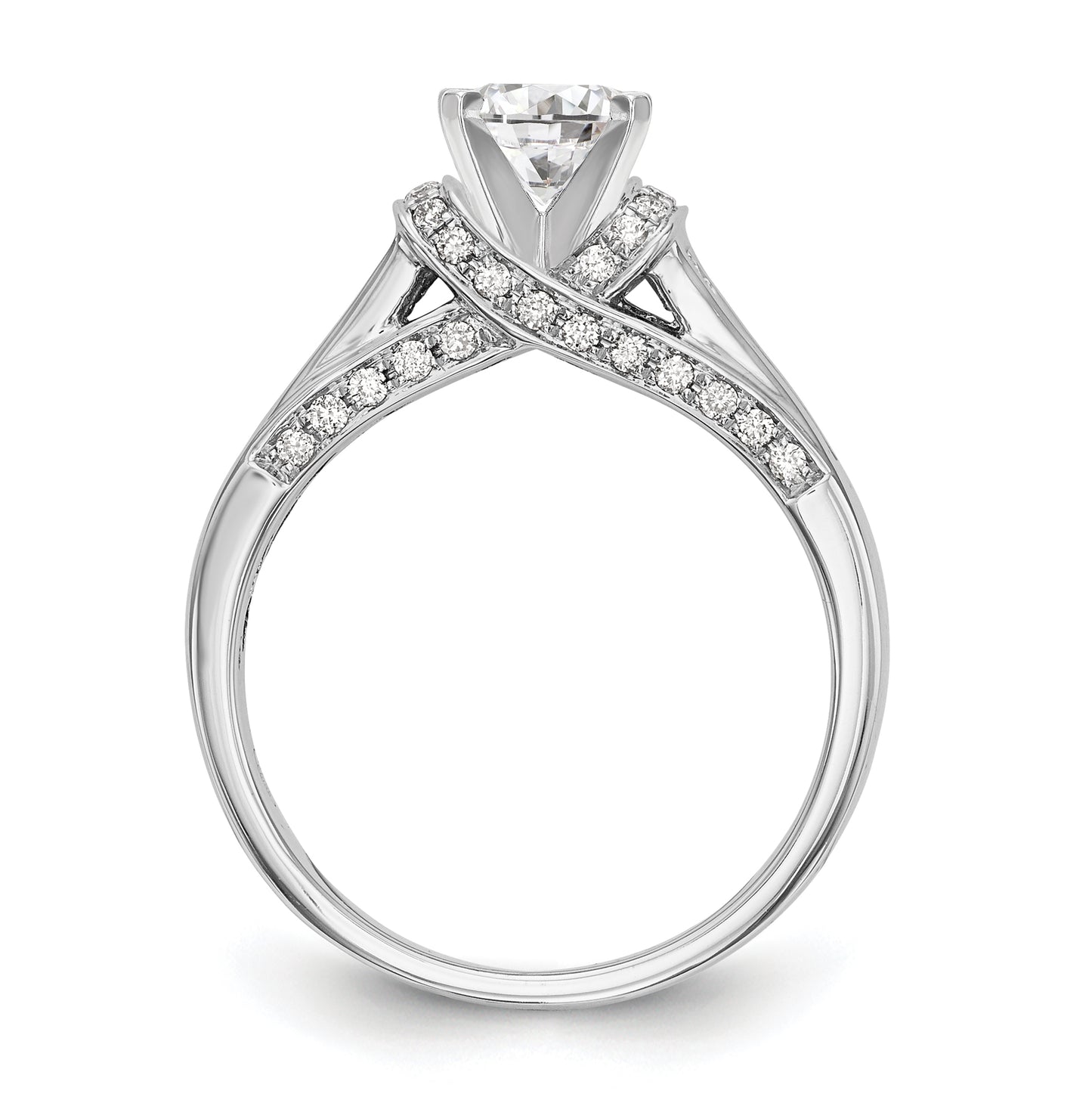 14K White Gold Peg Set 1/2 carat Round/Princess Diamond Semi-mount Engagement Ring