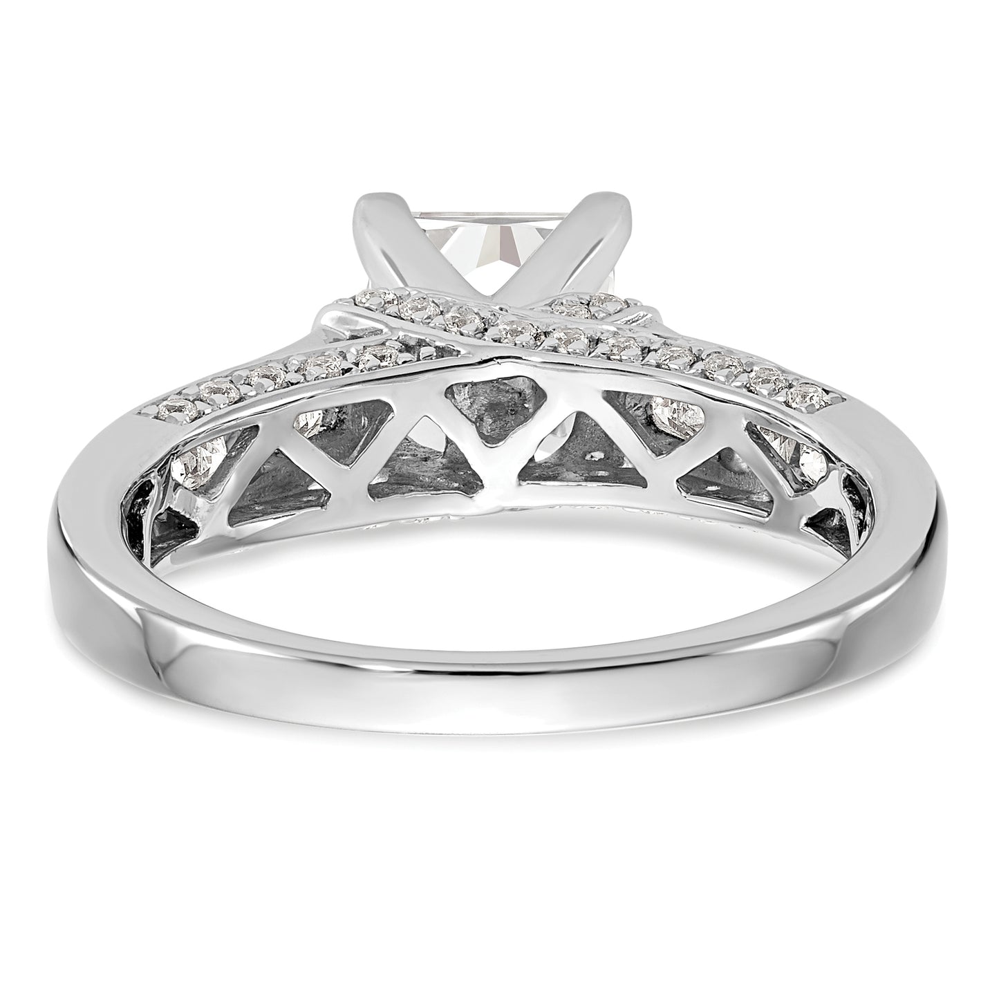 14K White Gold Peg Set 1/2 carat Round/Princess Diamond Semi-mount Engagement Ring