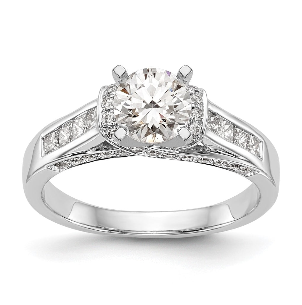14K White Gold Peg Set 1/2 carat Round/Princess Diamond Semi-mount Engagement Ring