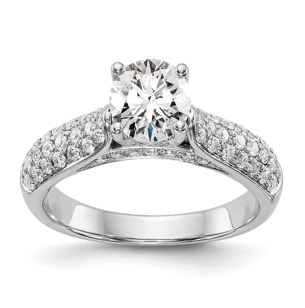 14K White Gold (Holds 3/4 carat (6.00mm) Round Center) 5/8 carat Diamond Semi-Mount Engagement Ring