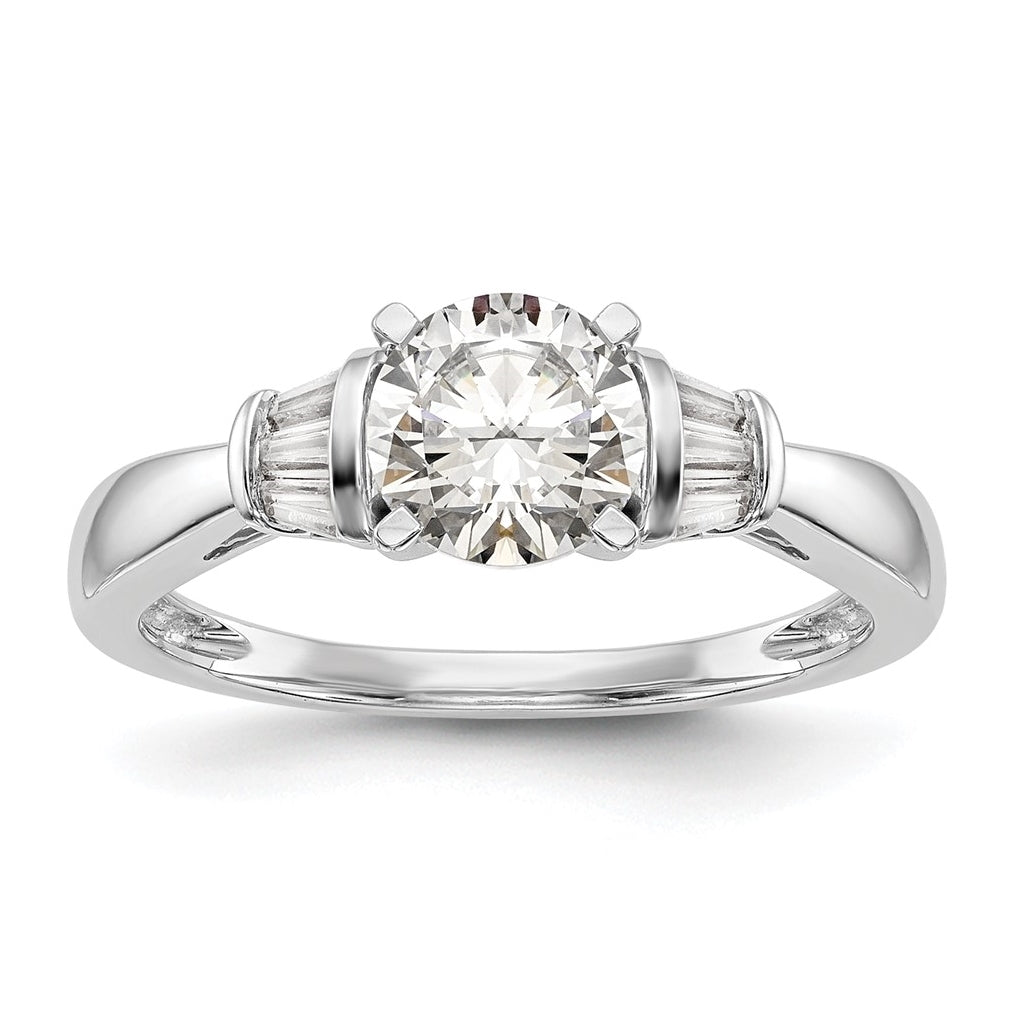 14K White Gold Peg Set 1/5 carat Baguette Diamond Semi-mount Engagement Ring