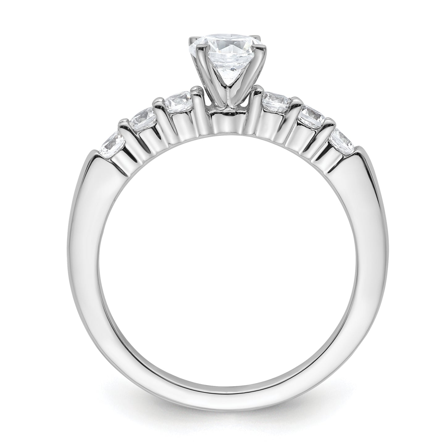 14K White Gold Peg Set 3/8 carat Diamond Semi-mount Engagement Ring, 2 mm