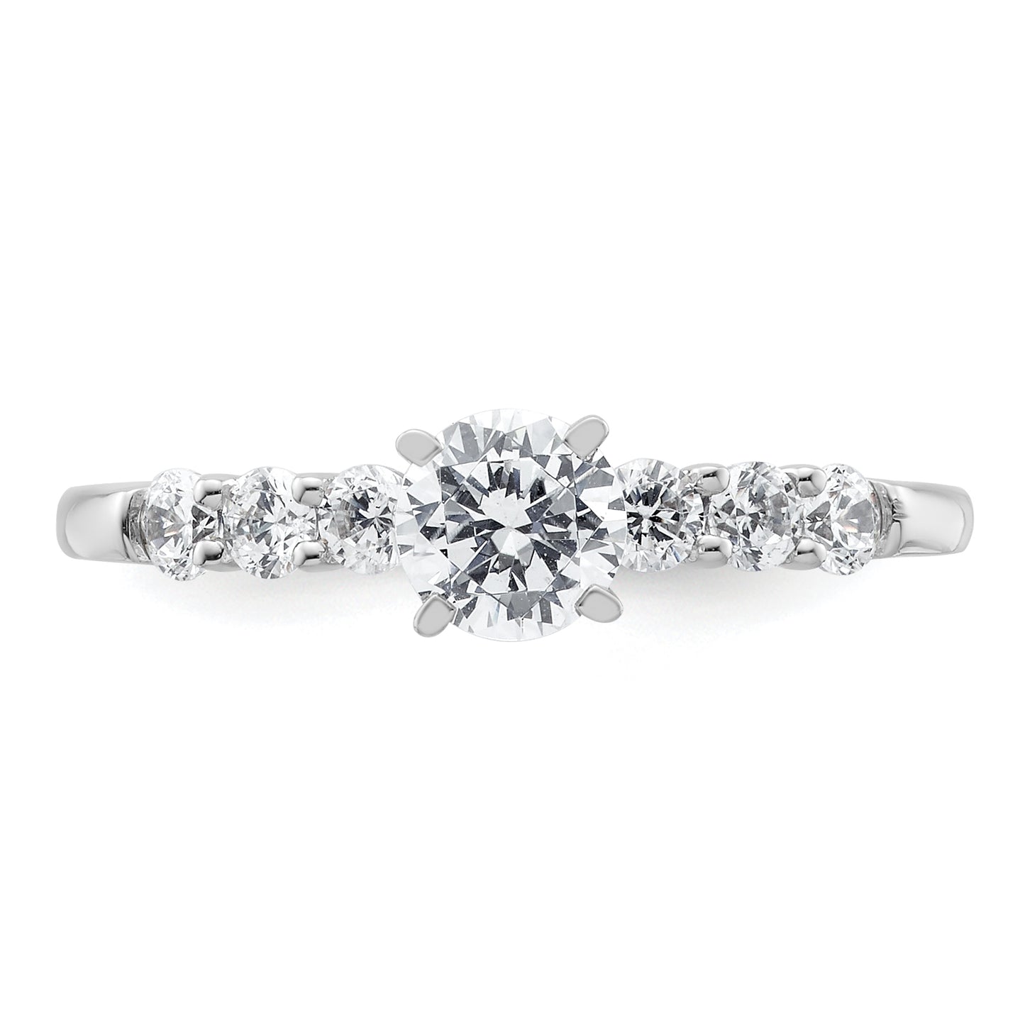 14K White Gold Peg Set 3/8 carat Diamond Semi-mount Engagement Ring, 2 mm