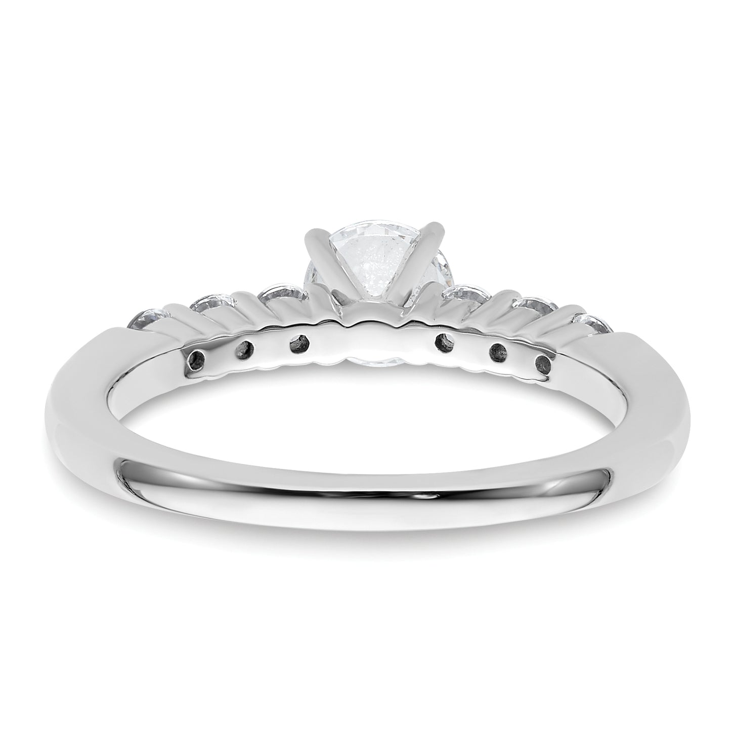 14K White Gold Peg Set 3/8 carat Diamond Semi-mount Engagement Ring, 2 mm