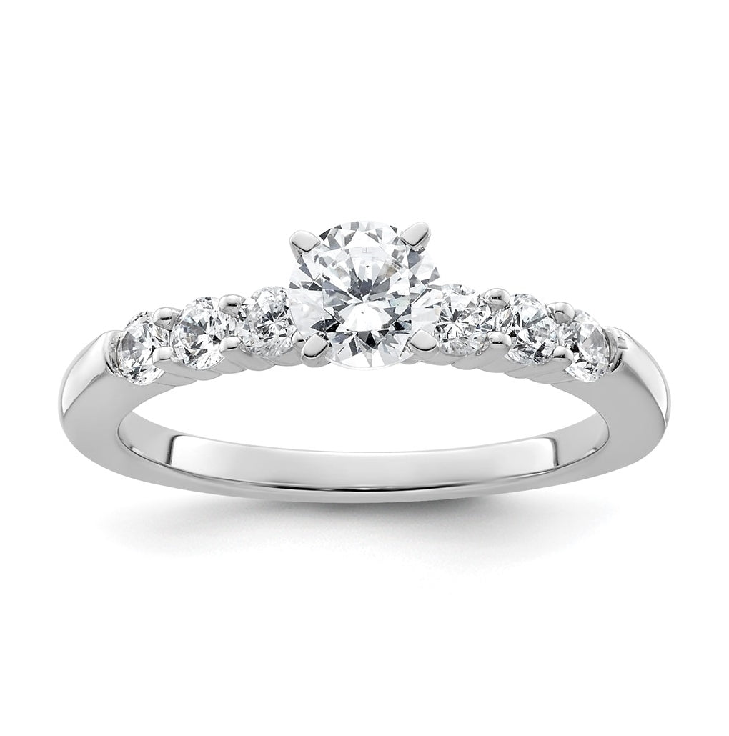 14K White Gold Peg Set 3/8 carat Diamond Semi-mount Engagement Ring, 2 mm