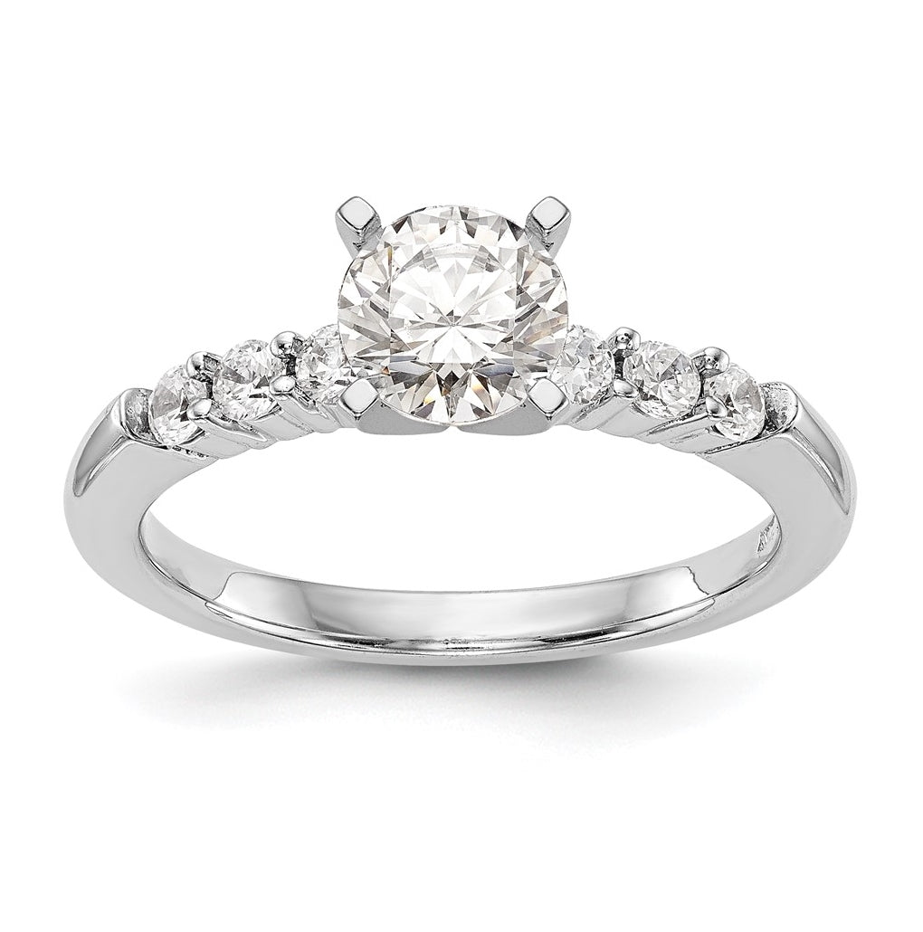 14K White Gold Peg Set 3/8 carat Diamond Semi-mount Engagement Ring, 2.8 to 2.5 mm (tapered)