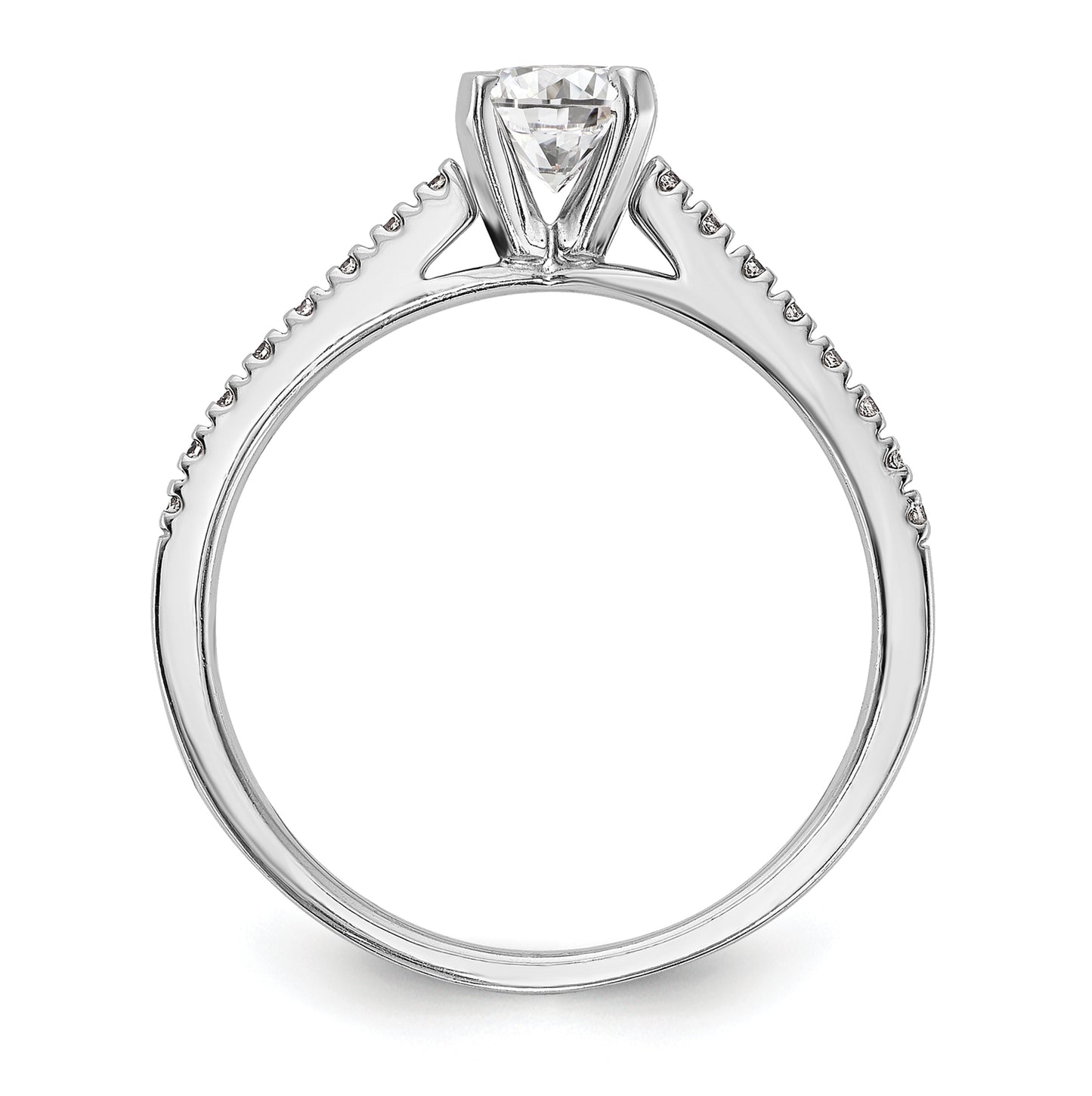 14K White Gold Peg Set 1/10 ct Diamond Semi-mount Engagement Ring