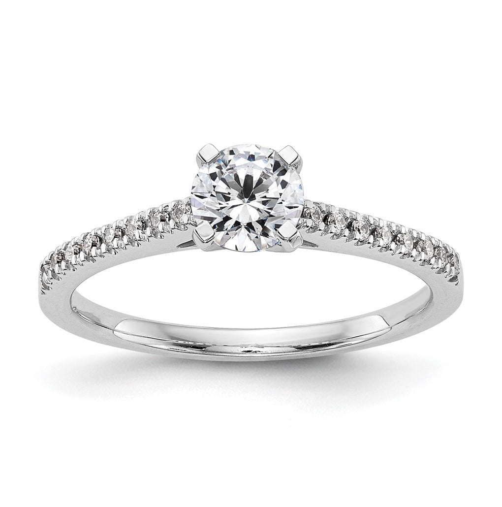 14K White Gold Peg Set 1/10 ct Diamond Semi-mount Engagement Ring