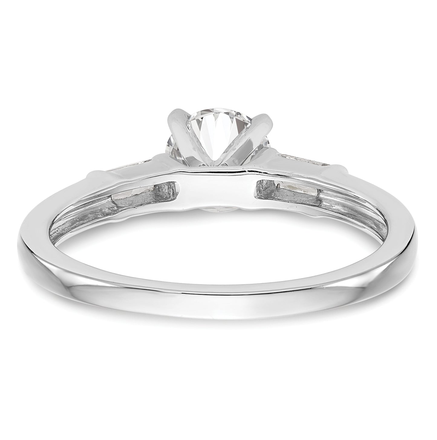 14K White Gold Peg Set 1/4 carat Baguette Diamond Semi-mount Engagement Ring