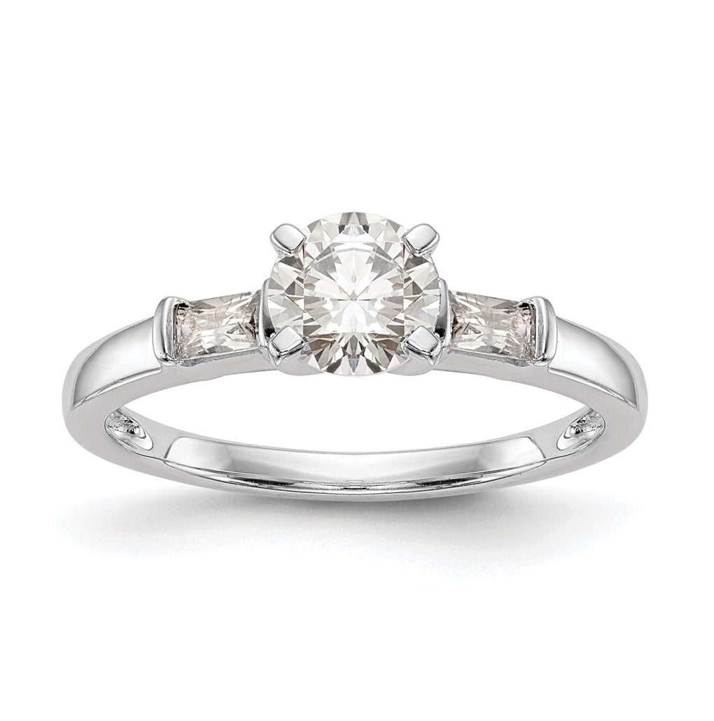 14K White Gold Peg Set 1/4 carat Baguette Diamond Semi-mount Engagement Ring