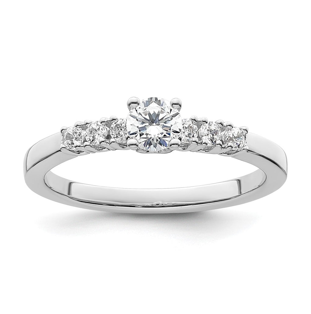 14K White Gold Diamond Semi-mount Engagement Ring, 2 mm