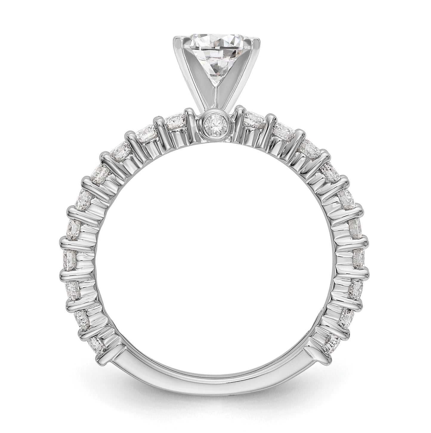 14K White Gold Peg Set 3/4 carat Diamond Semi-mount Engagement Ring, 2.2 to 2.3 mm (tapered)