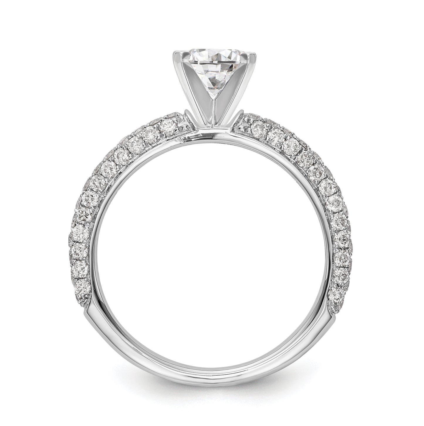 14K White Gold Peg Set 3/4 carat Diamond Semi-mount Engagement Ring, 3.2 to 1.5 mm (tapered)
