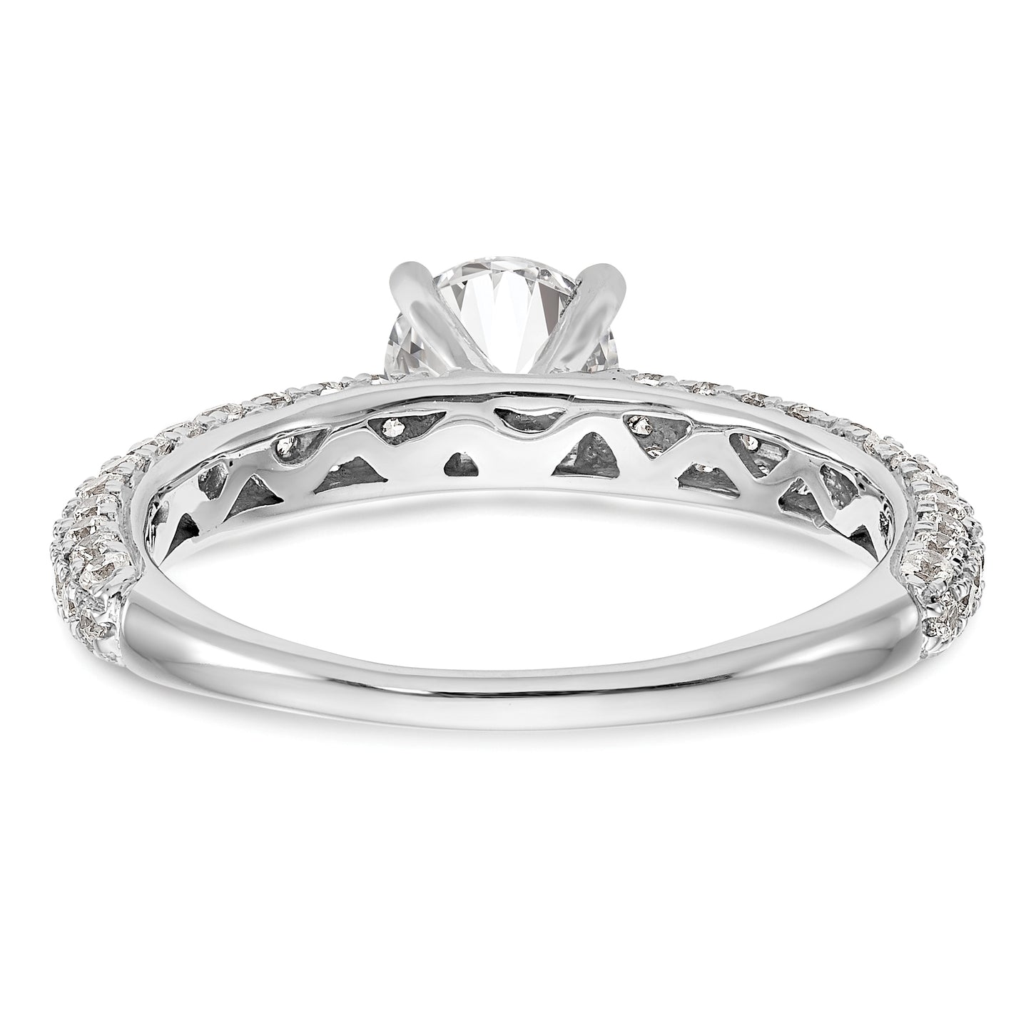 14K White Gold Peg Set 3/4 carat Diamond Semi-mount Engagement Ring, 3.2 to 1.5 mm (tapered)